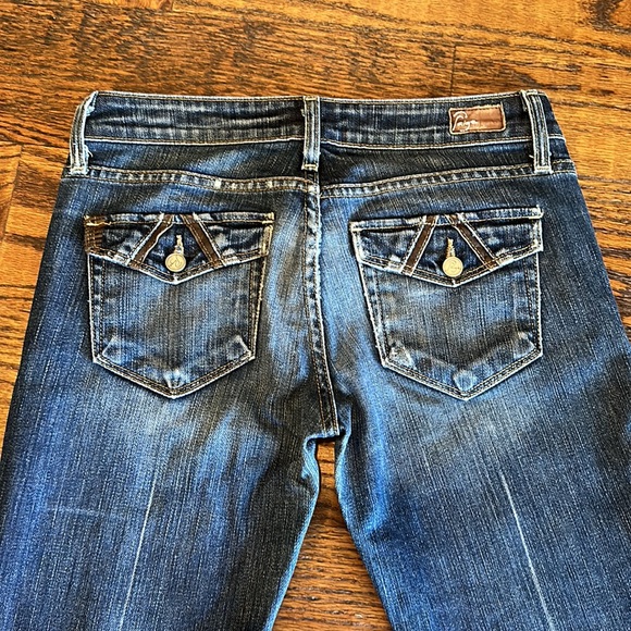 Paige Premium Fair Fax Leather Trim boot cut jeans Size 26 - Picture 5 of 7